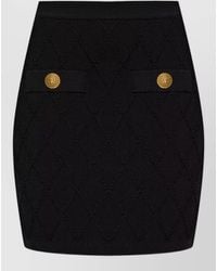 Balmain - Quilted Mini Knitted Skirt - Lyst