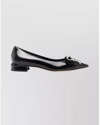 Jimmy Choo - Crystal Embellished Leather Ballerina Flats - Lyst