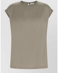 Brunello Cucinelli - Silk Satin Blouse Relaxed Silhouette - Lyst