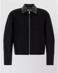 Givenchy - Wool Jacket Long Sleeves Leather Collar Pockets - Lyst