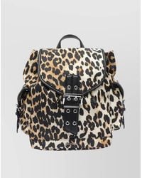Ganni - Magnetic Buckle Backpack Leopard Print - Lyst