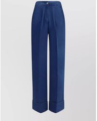 Valentino - Denim Pleated Wide-Leg Trousers - Lyst