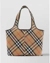 Burberry - Check Small Canvas Tote Bag - Lyst