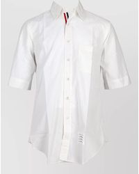 Thom Browne - Short Sleeve Poplin Shirt Curved Hem Pocket - Lyst