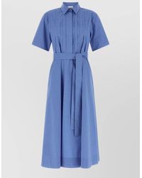 P.A.R.O.S.H. - Long Dress With Classic Collar And Waist Belt - Lyst