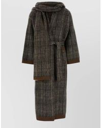 Brunello Cucinelli - Mohair Wool Prince Of Wales Double-Knit Coat With Scarf - Lyst
