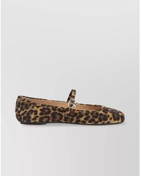 Gianvito Rossi - Leopard-Print Suede Leather Mary Jane Ballerina Flats - Lyst