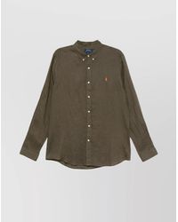 Ralph Lauren - Linen Shirt Logo Button-Down Collar - Lyst
