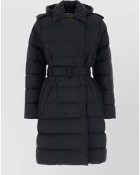Burberry - Hooded Nylon Down Coat Belted Waist - Lyst
