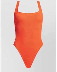 Hunza G - Ribbed High Leg Square Neck Swimsuit - Lyst