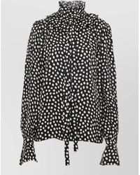 Chloé - Polka Dot High Neck Silk Blouse - Lyst