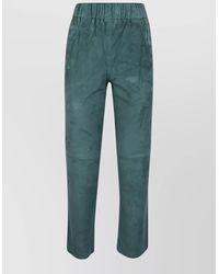 Via Masini 80 - Suede Trousers Elastic Waist Multiple Pockets - Lyst