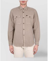 Fay - Shirt With Button-Down Collar And Pockets - Lyst