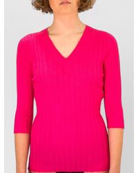 LA ROSE - V Neck Cashmere Silk Knitwear Top - Lyst