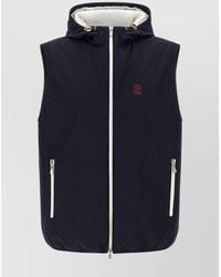 Brunello Cucinelli - Sleeveless Hooded Vest With Side Zip Pockets - Lyst