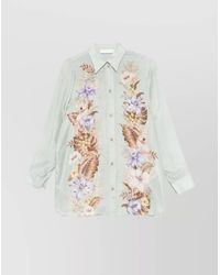 Zimmermann - Silk Floral Print Long Sleeve Shirt - Lyst