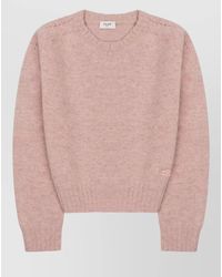 Celine - Crew Neck Sweater Long Sleeves Ribbed Trims - Lyst