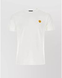 Versace - Cotton Ribbed Crew-Neck Medusa-Embroidered T-Shirt - Lyst