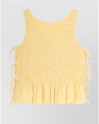 Ganni - Organic Cotton Top Ruffled Sleeves Hem - Lyst