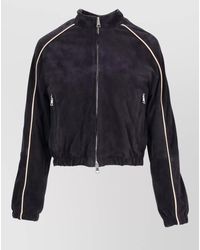 LA ROSE - Suede Cropped Bomber Jacket - Lyst