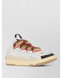 Lanvin - Leather Polyester Curb Sneakers Contrast Stitching - Lyst
