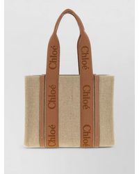 Chloé - Woody Medium Linen Tote Bag - Lyst