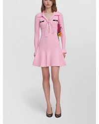 Self-Portrait - Knit Tie Mini Dress Contrast Trims - Lyst