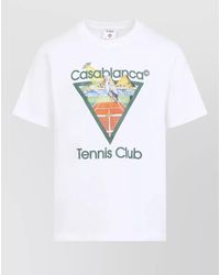 CASABLANCA - Tennis Club Short Sleeve Cotton T Shirt - Lyst