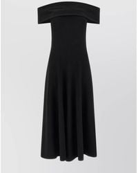 Alberta Ferretti - Off-The-Shoulder Midi Dress Flared Skirt - Lyst