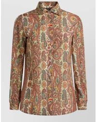 Etro - Cotton-Blend Shirt With Leafy Paisley Motif - Lyst