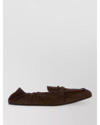 Miu Miu - Suede Leather Loafers Flat Sole Round Toe - Lyst