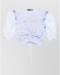 Ermanno Scervino - Cropped Top Striped Pattern Floral Embroidery - Lyst