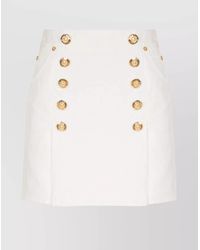 Balmain - Cotton High-Rise Pleated Mini Skirt - Lyst