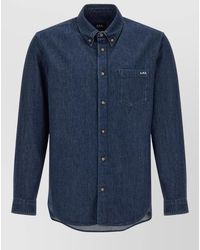 A.P.C. - Greg Denim Shirt Button Down Collar - Lyst