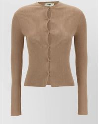 Fendi - Ribbed Cutout Cotton Blend Cardigan - Lyst