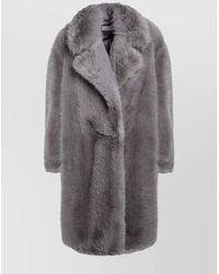 Sportmax - Longline Faux Fur Coat With Notched Lapels - Lyst