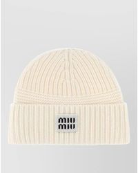 Miu Miu - Wool Blend Beanie Hat Stretch Knit - Lyst