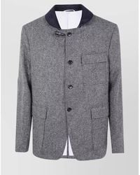 Thom Browne - Wool Shawl Collar Tweed Jacket - Lyst