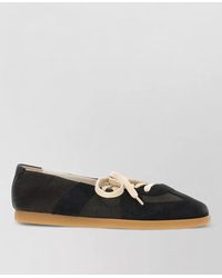 Maison Margiela - Leather Lace Up Ballerinas Round Toe Rubber - Lyst