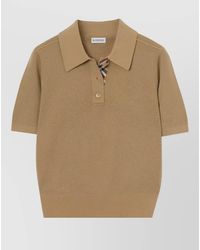 Burberry - Wool Polo Shirt Check Pattern Knit - Lyst