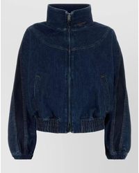 Givenchy - Denim Bomber Jacket High Collar Hem - Lyst