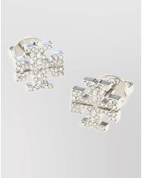 Tory Burch - Kira Brass Earrings Stud Design Crystals - Lyst