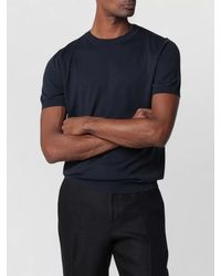Lardini - Silk Ribbed Crew Neck Short Sleeve Sweater - Lyst