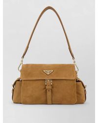 Prada - Na Suede Leather Shoulder Bag - Lyst
