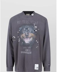 Maison Mihara Yasuhiro - Crew Neck Graphic Print With Distressed Texture - Lyst