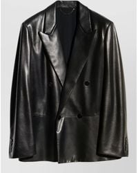 Gucci - Leather Oversized Double-Breasted Blazer - Lyst