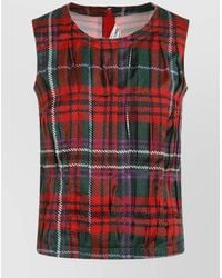 Comme des Garçons - Tartan Pleated Sleeveless Top - Lyst