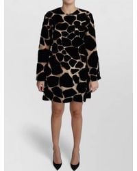 Dolce & Gabbana - Silk Giraffe-Print Long-Sleeve Mini Dress - Lyst