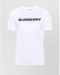 Burberry - Cotton Ribbed Crew-Neck Logo-Print T-Shirt - Lyst
