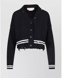 Marni - Ribbed Hem Cropped Crewneck With Striped Detail - Lyst